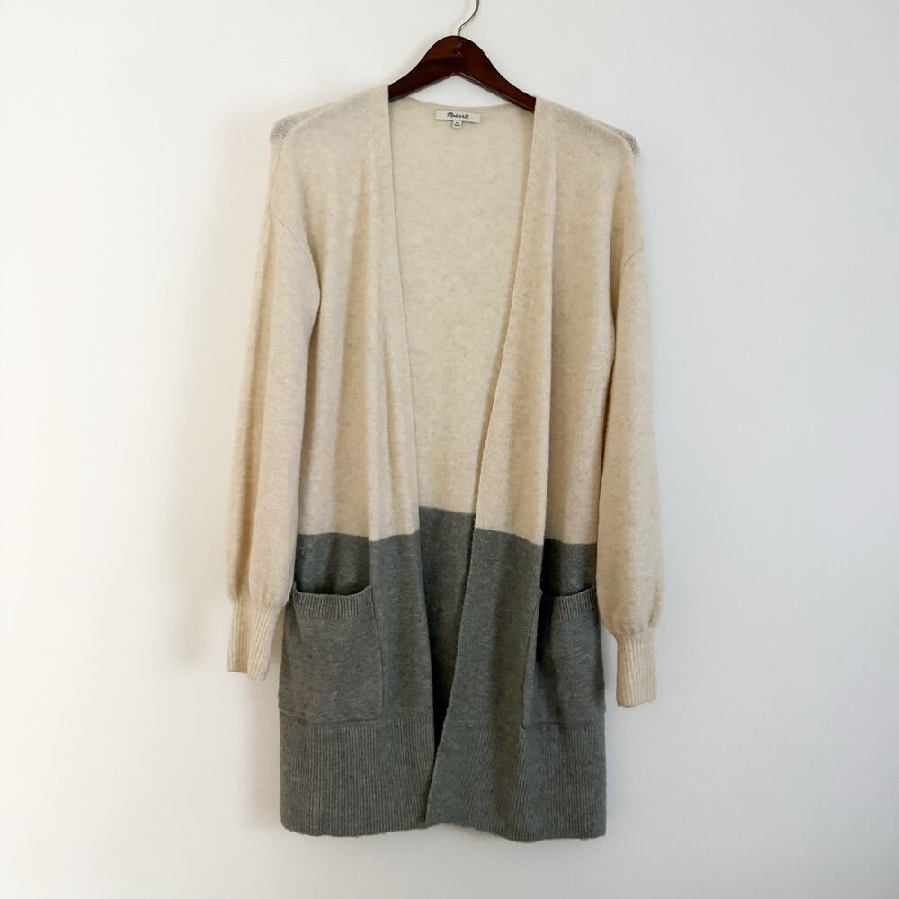 MADEWELL Edgewater Bubble Sleeve Cardigan Sweater Colorblock XS K5801 - Picture 4 of 11